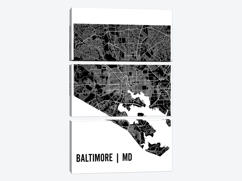 Baltimore Map by Mr. City Printing 3-piece Canvas Art
