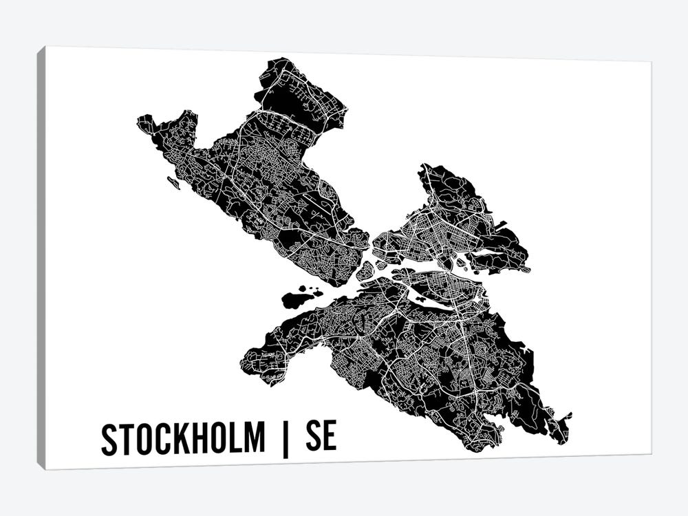 Stockholm Map by Mr. City Printing 1-piece Canvas Art Print