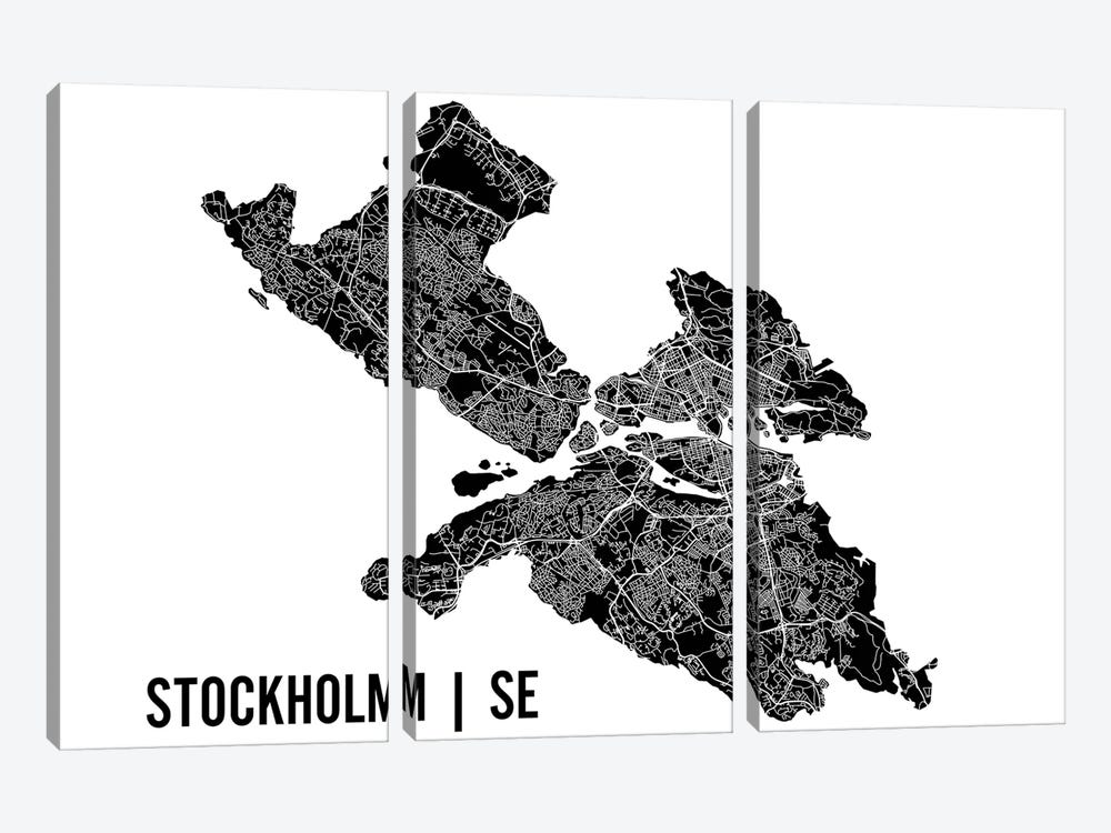 Stockholm Map by Mr. City Printing 3-piece Canvas Print