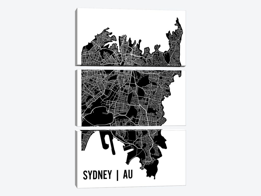 Sydney Map by Mr. City Printing 3-piece Canvas Artwork
