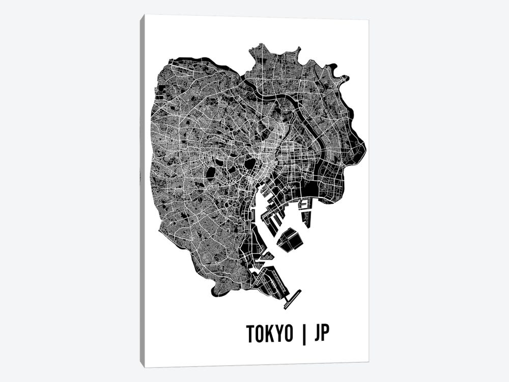 Tokyo Map by Mr. City Printing 1-piece Canvas Wall Art