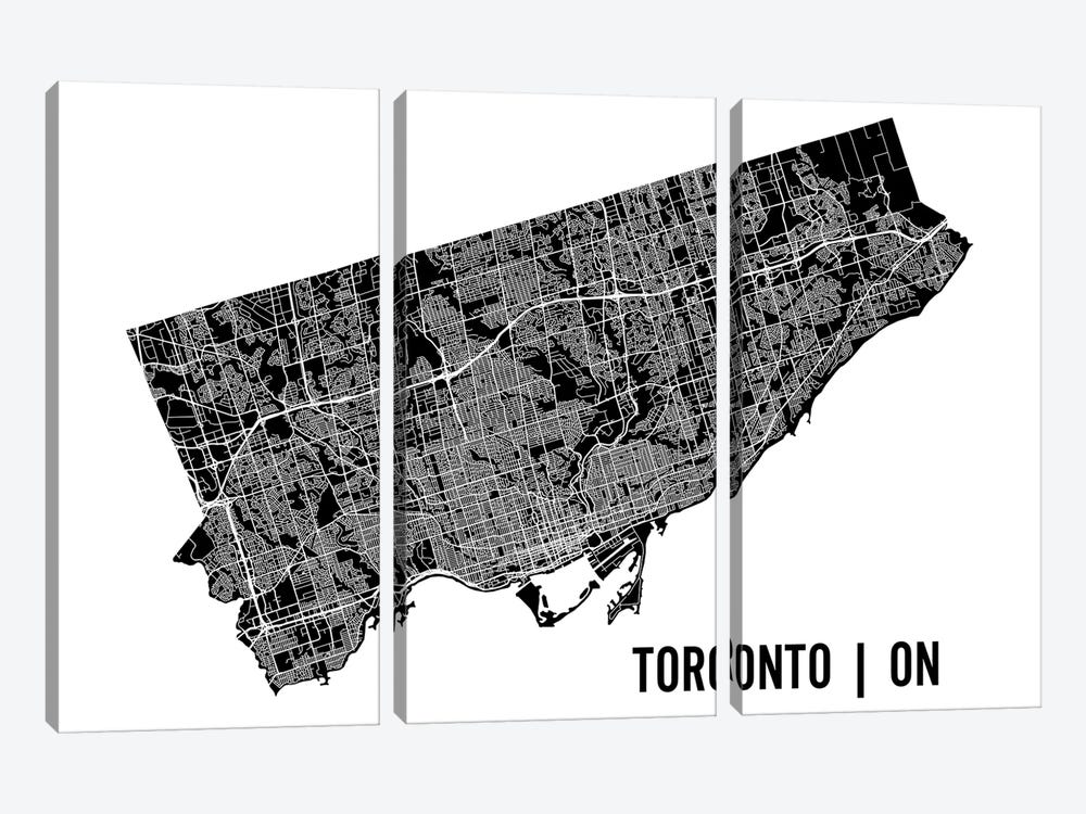 Toronto Map by Mr. City Printing 3-piece Art Print