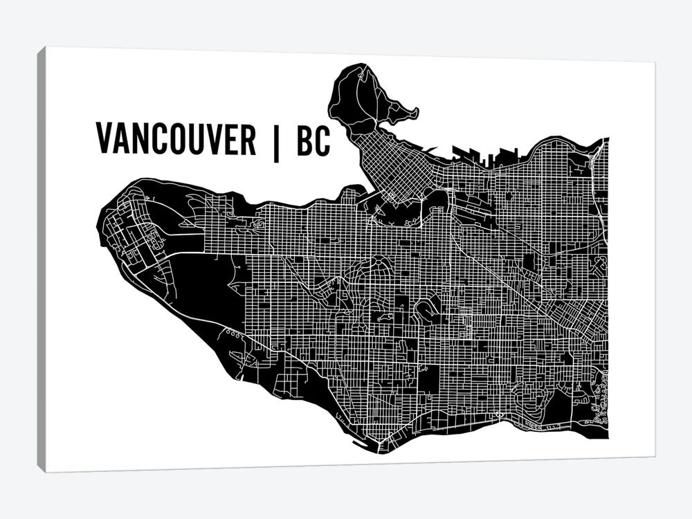 Vancouver Map by Mr. City Printing 1-piece Canvas Wall Art