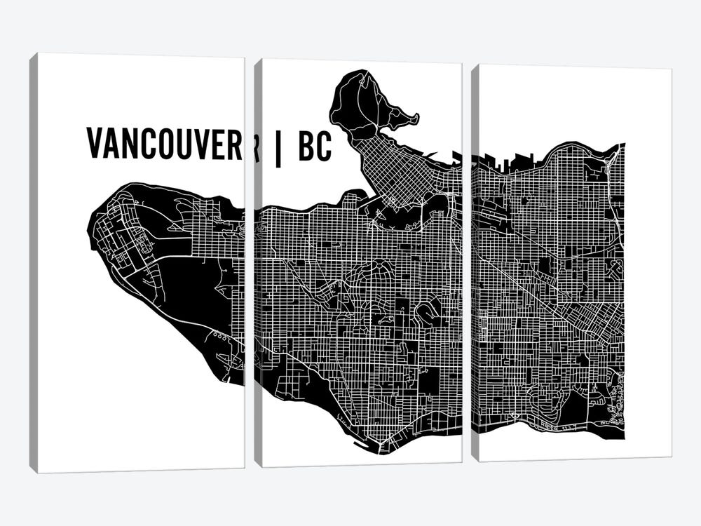 Vancouver Map 3-piece Canvas Art