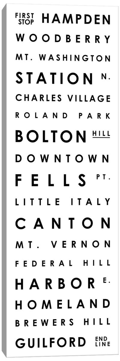 Baltimore Typographical Neighborhoods Canvas Art Print - Mr. City Printing