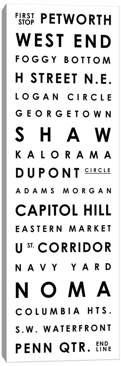Washington D.C. Typographical Neighborhoods Canvas Art Print - Minimalist Office