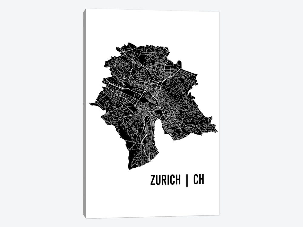 Zurich Map by Mr. City Printing 1-piece Canvas Artwork