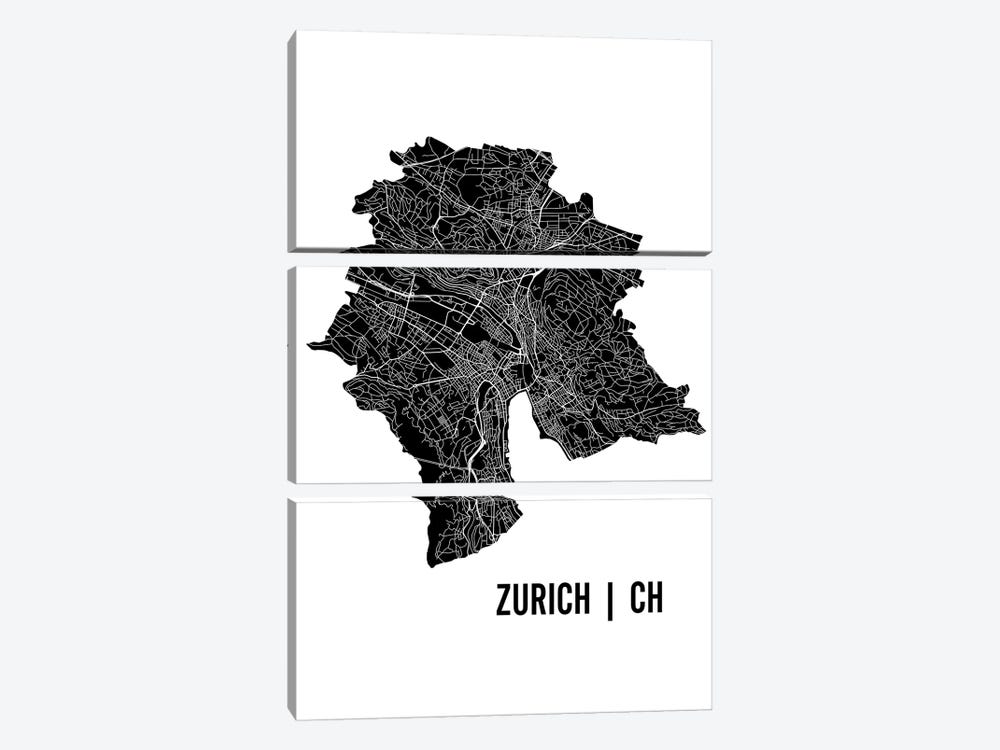 Zurich Map by Mr. City Printing 3-piece Canvas Art