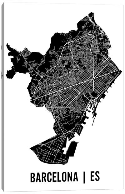 Barcelona Map Canvas Art Print - Mr. City Printing