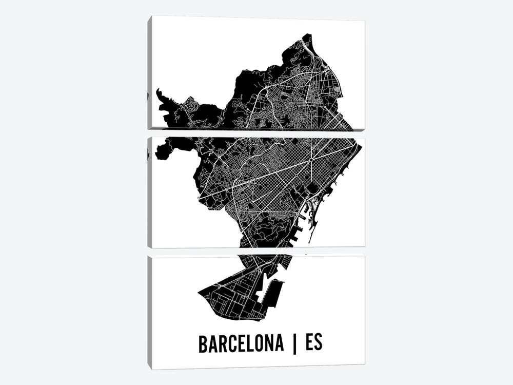 Barcelona Map by Mr. City Printing 3-piece Canvas Artwork