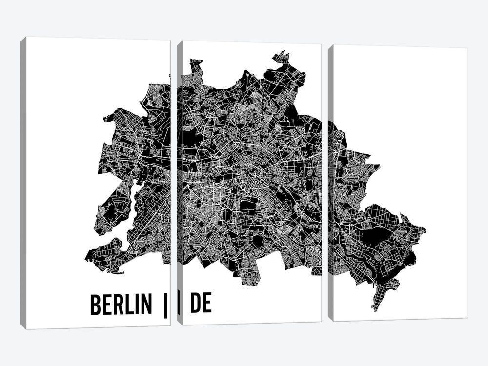 Berlin Map by Mr. City Printing 3-piece Canvas Art Print