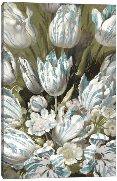 Tulip Bouquet in Aqua Canvas Art Print