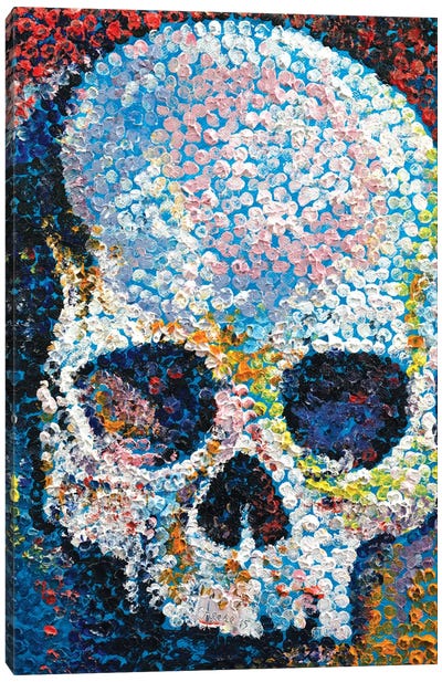 Pointillism Skull Canvas Art Print - Alternative Décor