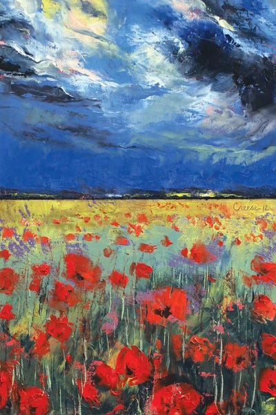 Wildflowers: Poppies In Moonlight by Michael Creese