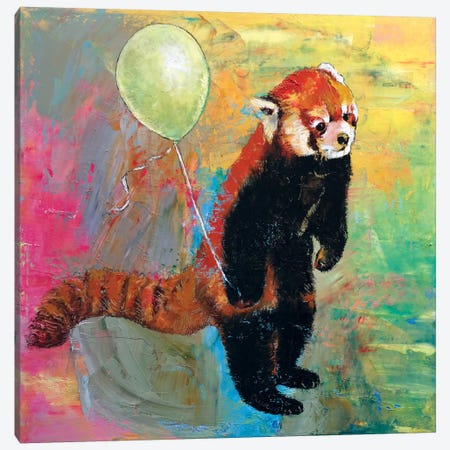 Red Panda Balloon Canvas Print #MCR114} by Michael Creese Canvas Wall Art