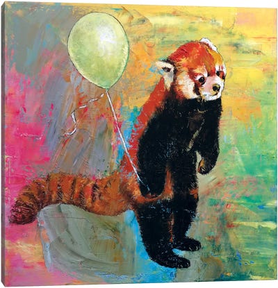 Red Panda Balloon Canvas Art Print - Red Panda Art