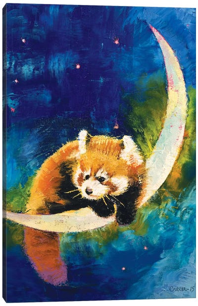 Red Panda Moon Canvas Art Print - Red Panda