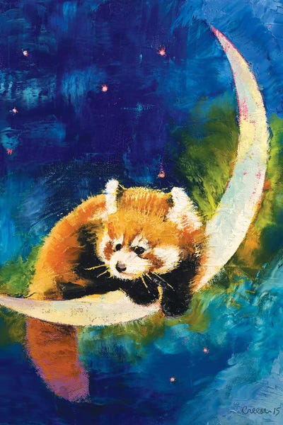 Kids Astronomy & Space Art: Red Panda Moon by Michael Creese