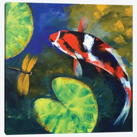 Showa Koi And Dragonfly Canvas Print #MCR128} by Michael Creese Canvas Art