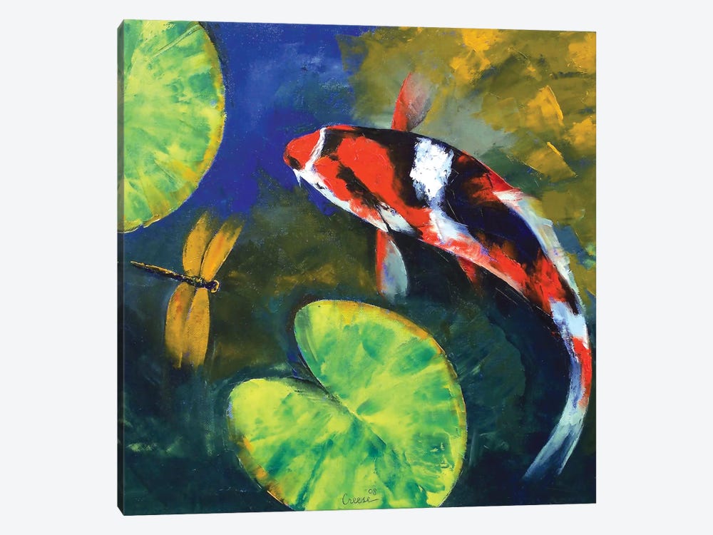 Showa Koi And Dragonfly by Michael Creese 1-piece Canvas Art