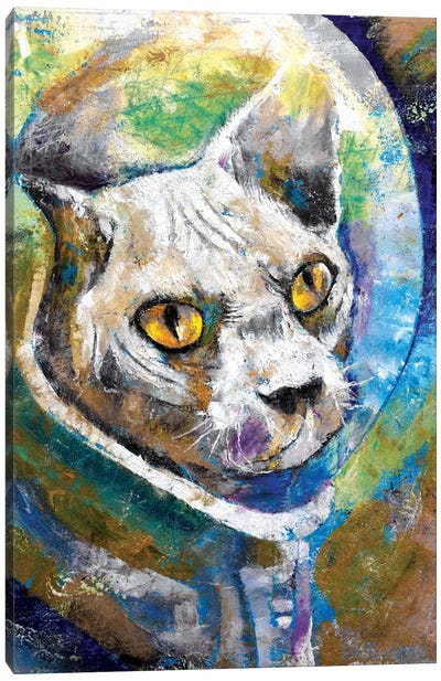 Space Cat Canvas Art Print - Peterbalds