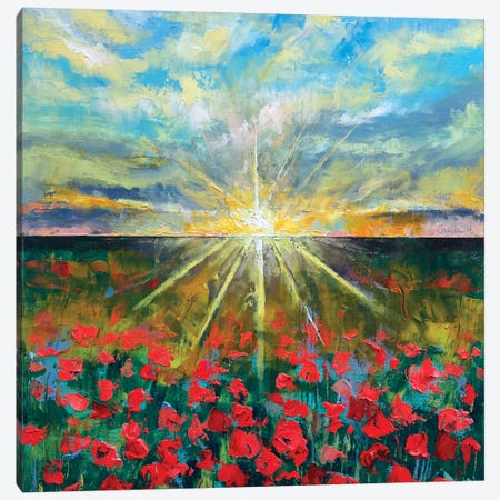 Starlight Poppies I Canvas Print #MCR133} by Michael Creese Canvas Art Print