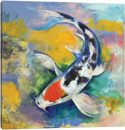Tancho Sanke Koi Canvas Art Print - Koi Fish Art