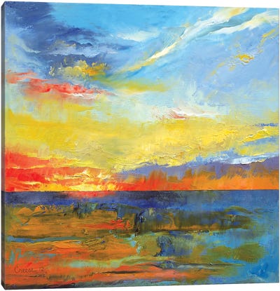 Turquoise Blue Sunset Canvas Art Print - Michael Creese