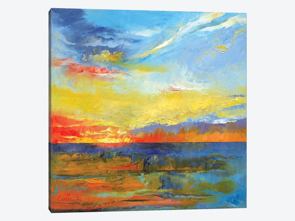 Turquoise Blue Sunset 1-piece Art Print