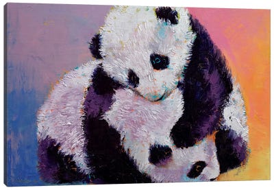 Baby Panda Rumble Canvas Art Print - Michael Creese