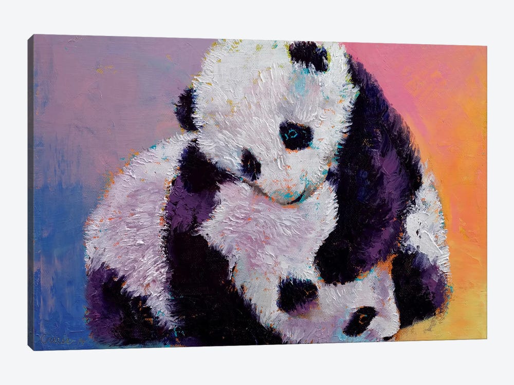 Baby Panda Rumble by Michael Creese 1-piece Canvas Wall Art