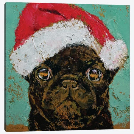 Santa Pug Canvas Print #MCR162} by Michael Creese Canvas Artwork