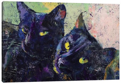 Black Cats Canvas Art Print - Black Cat Art