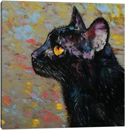 Déjà Vu  Canvas Art Print - Black Cat Art