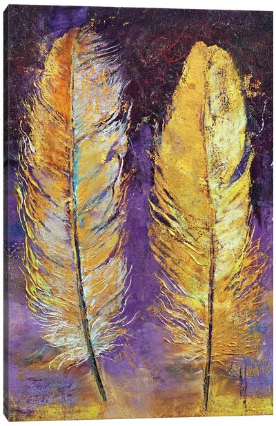 Gold Feathers  Canvas Art Print - Feather Art