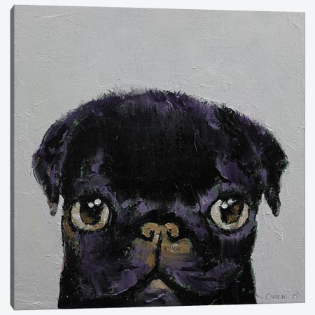 Black Pug Canvas Print #MCR18} by Michael Creese Art Print