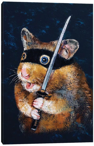 Ninja Hamster  Canvas Art Print - Rodent Art
