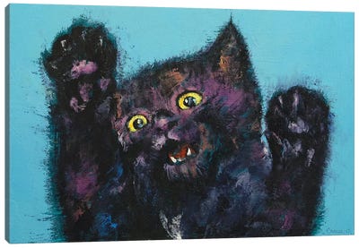 Ninja Kitten  Canvas Art Print - Kitten Art