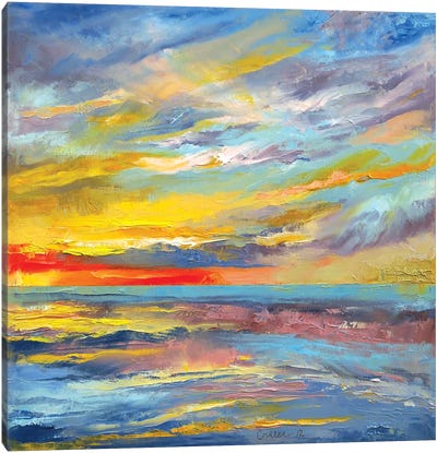Abstract Canvas Art Print - Cloudy Sunset Art