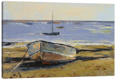 Boats In Provincetown Harbor Canvas Art Print - Rowboat Art