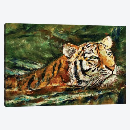 Swimming Tiger  Canvas Print #MCR211} by Michael Creese Canvas Artwork