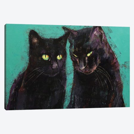 Two Black Cats  Canvas Print #MCR213} by Michael Creese Canvas Art