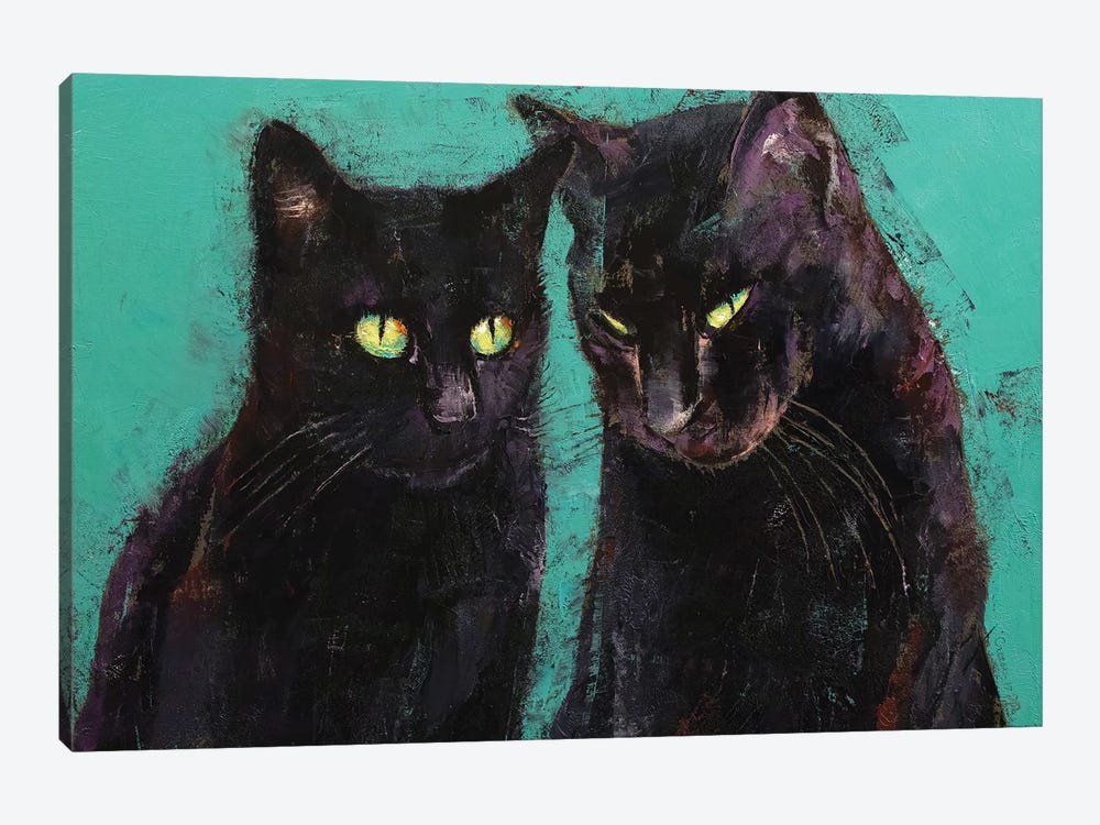 Two Black Cats  by Michael Creese 1-piece Canvas Wall Art