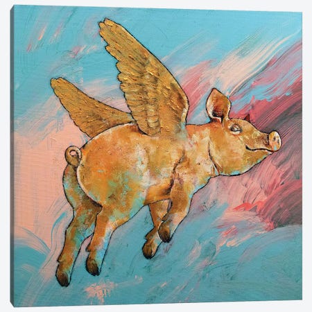 Flying Pig Canvas Print #MCR226} by Michael Creese Canvas Artwork