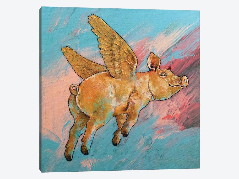 Flying Pig Canvas Art By Michael Creese Icanvas - Flying Pig Wall Art