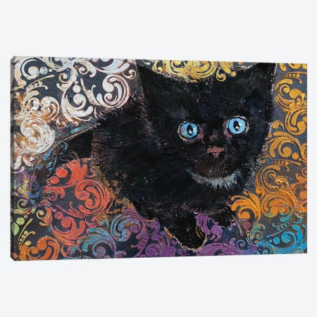 Little Black Kitten Canvas Print #MCR229} by Michael Creese Canvas Print