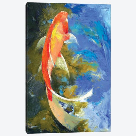 Butterfly Koi Painting Canvas Print #MCR22} by Michael Creese Canvas Art