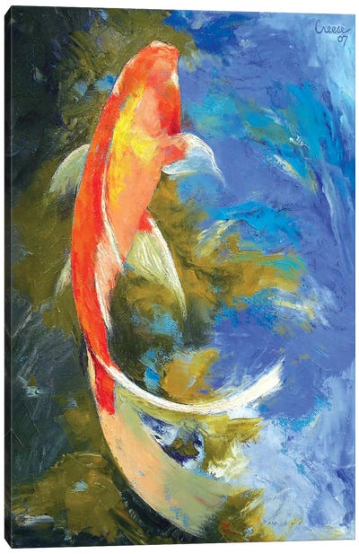 Butterfly Koi Painting Canvas Art Print - Fish Art