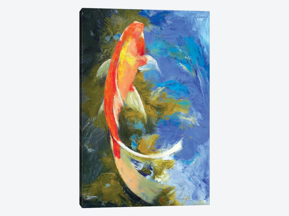 Butterfly Koi Painting by Michael Creese 1-piece Art Print