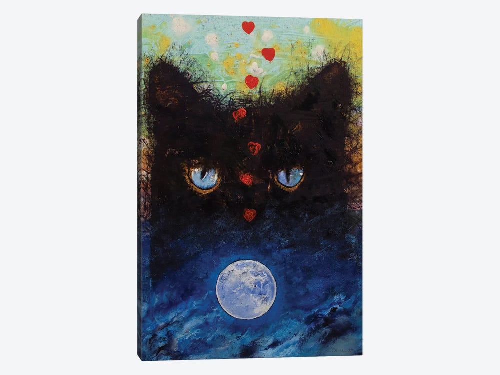 Black Cat In Moonlight by Michael Creese 1-piece Canvas Art Print